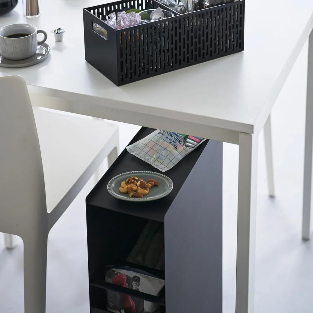 Yamazaki 10016 Tower 3-Tier Storage Rack with Baskets and Wheels, Black, Stee...