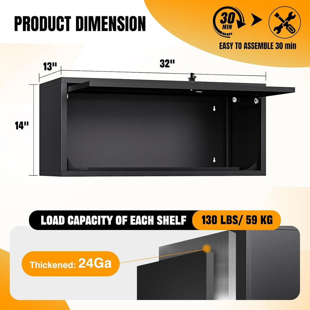 Small Wall-Mounted Locking Cabinet Metal Garage Storage Cabinet Hanging Medic...