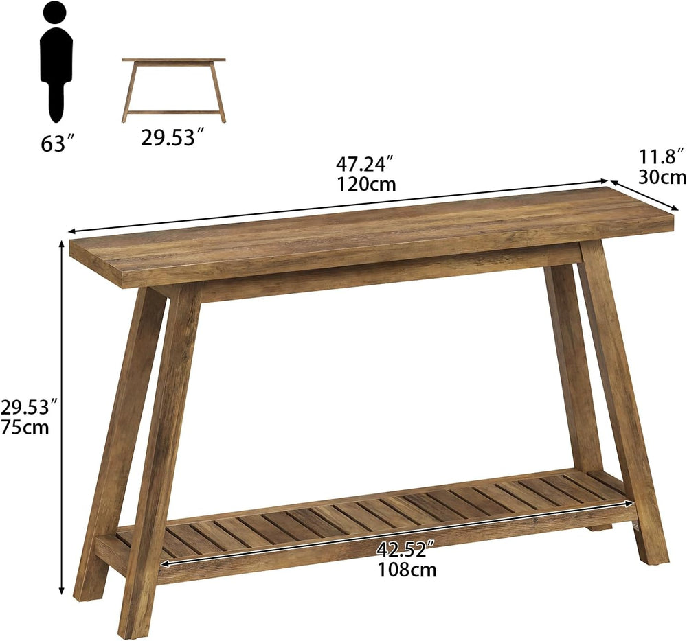 47.2" Farmhouse Console Table with 2-Tier Open Storage