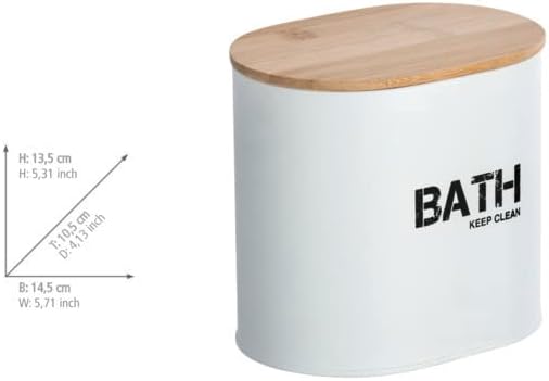 Wenko 23699100 Bathroom Box, White/Brown, 14.5 x 13.5 x 10.5 cm