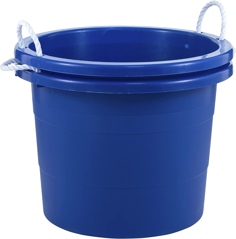United Solutions Easy-Access Storage Rope Handle Tub, 19 Gallon, Blue, 2 Coun...