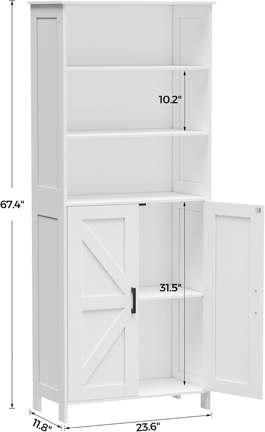 Homhedy 67" Tall Bathroom Storage Cabinet, Bathroom Floor Cabinet