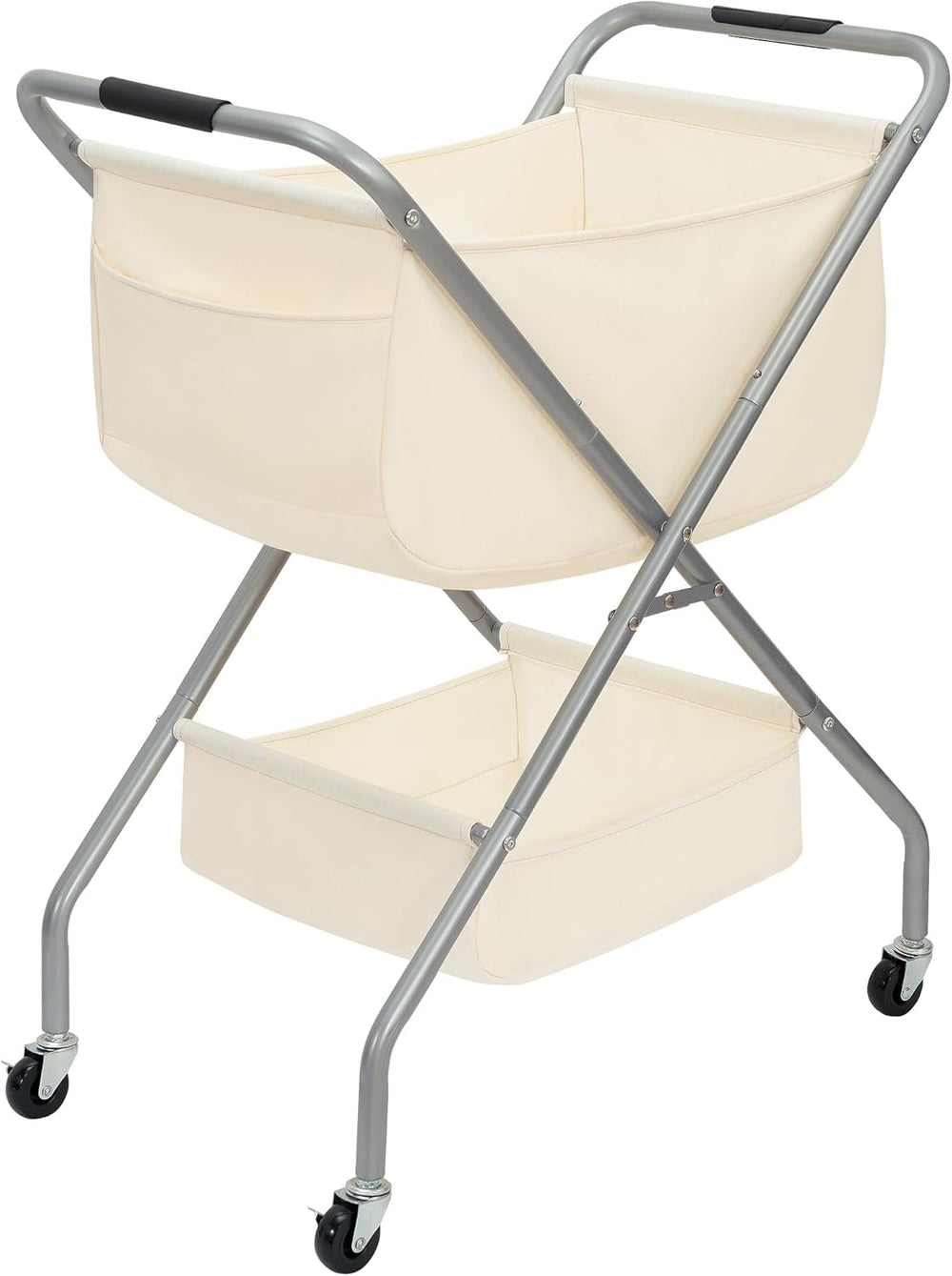 STORAGE MANIAC Collapsible Laundry Cart with Wheels 31.5"H Rolling Laund...