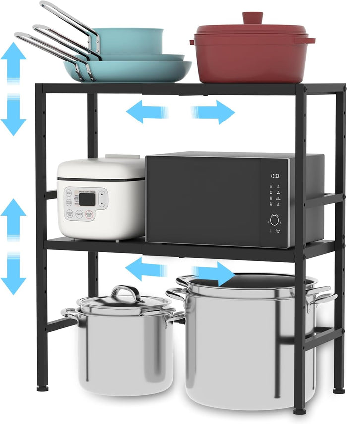 2-Tier Expandable Metal Storage Shelves, 150LBS Heavy Duty Shelving Units and
