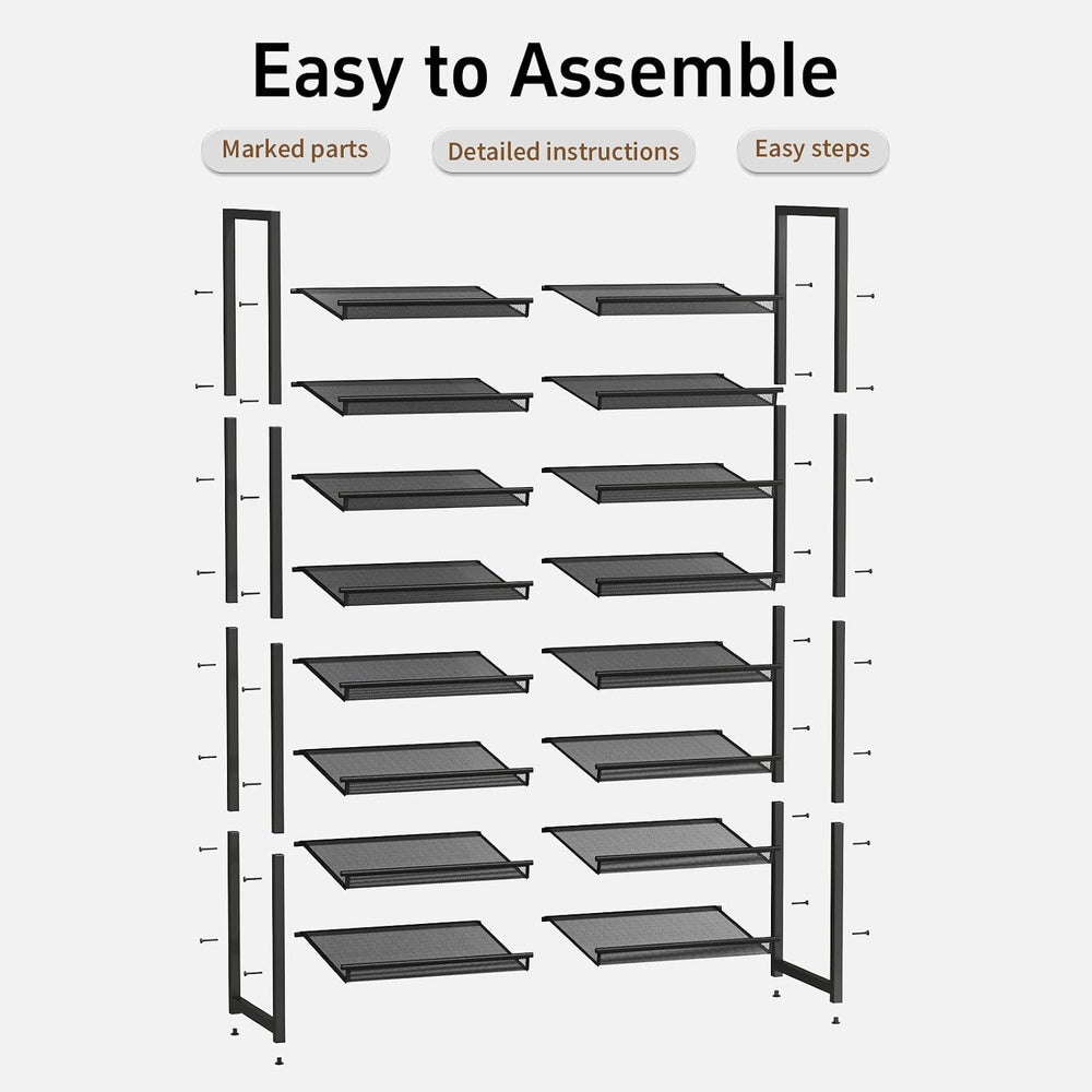 Shoe Rack, 8-Tier Metal Shoe Organizer, Tall Shoe Rack for Closet,entryway,Ga...