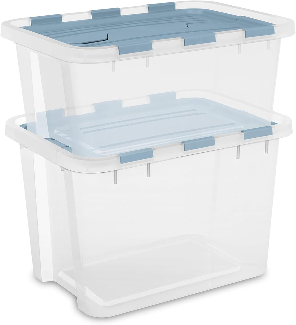Sterilite Hinged Lid Storage Box, Plastic Container, 30 Quart, 6-Pack