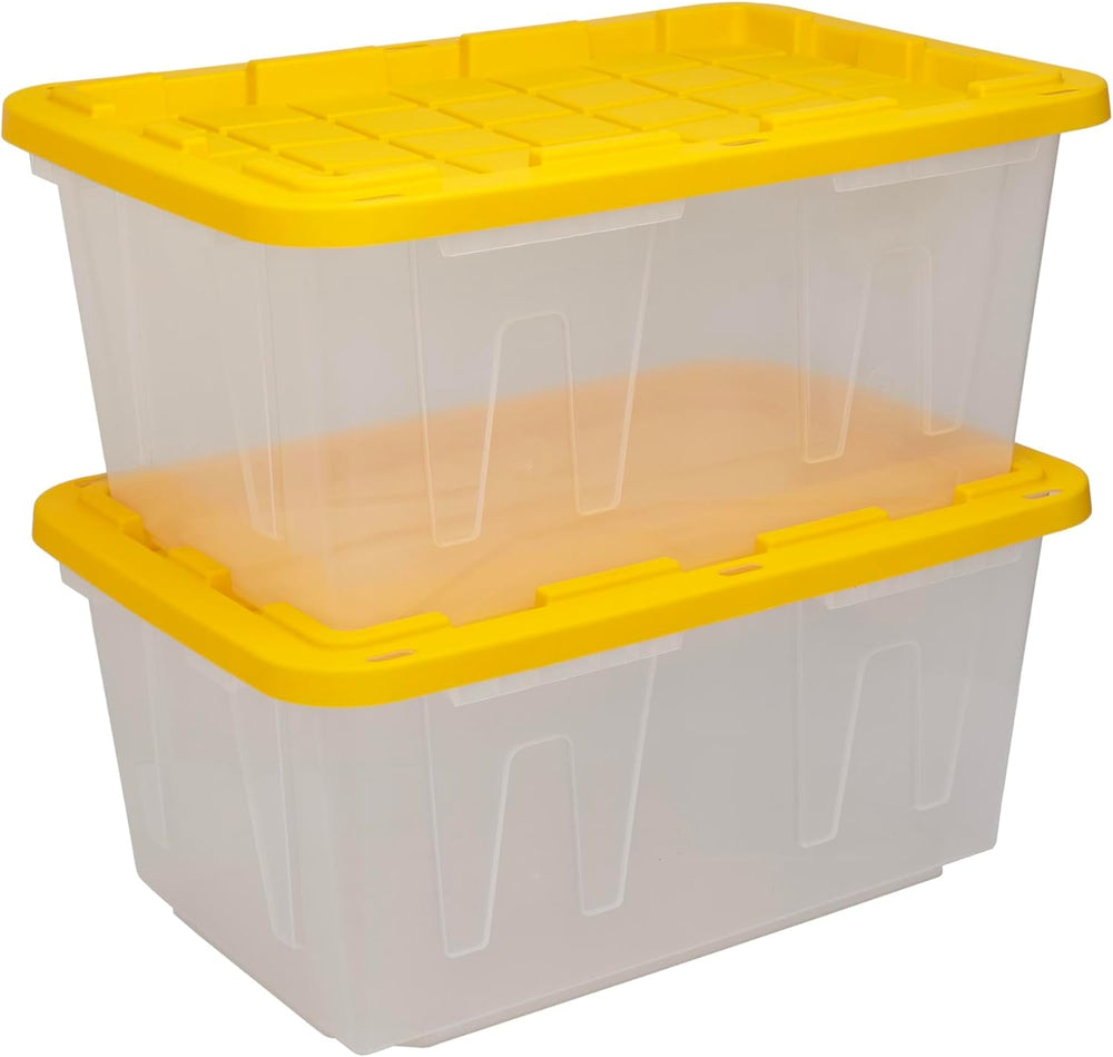 CX 27-Gallon Heavy Duty Clear Stackable Storage Bins with Lids, 2 Pack Clear/...