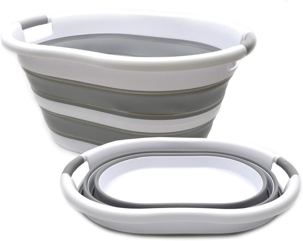 SAMMART 36L (9.5 gallon) Set of 2 Collapsible Plastic Laundry Basket - Oval T...
