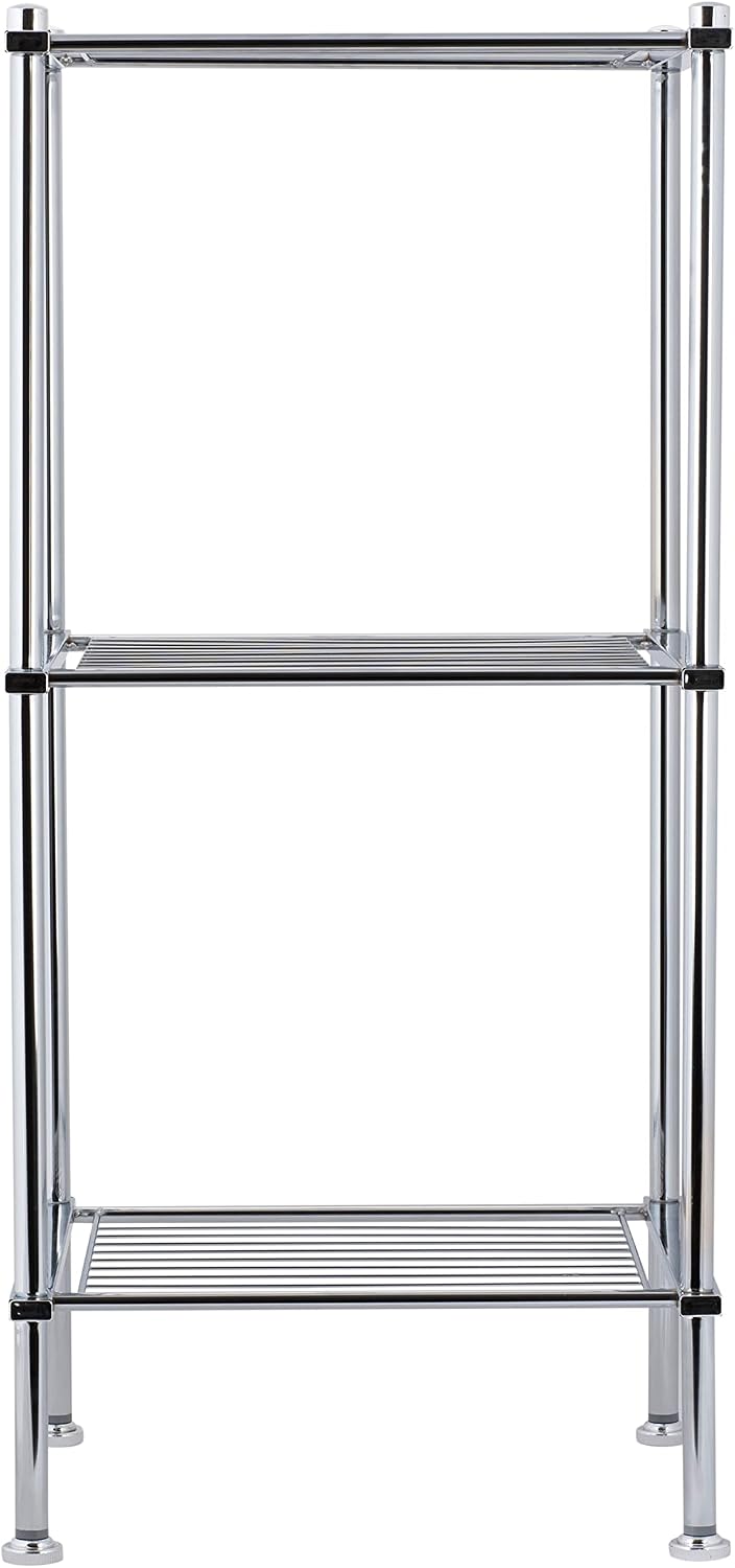 Organize It All 3 Tier Chrome Freestanding Bathroom Storage Shelf, 12.25 x 13...