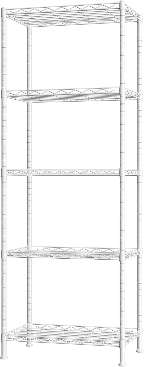 HOMEFORT 5-Shelving Unit, Adjustable Wire Shelving, Metal Wire Shelf Rack Org...