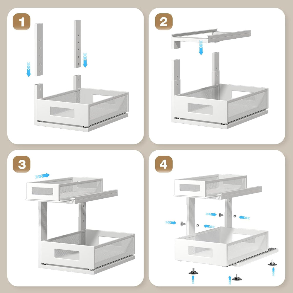 2 Pack Under Sink Organizer With Next-Gen Ball-Bearing Slides,2-Tier Pull Out...