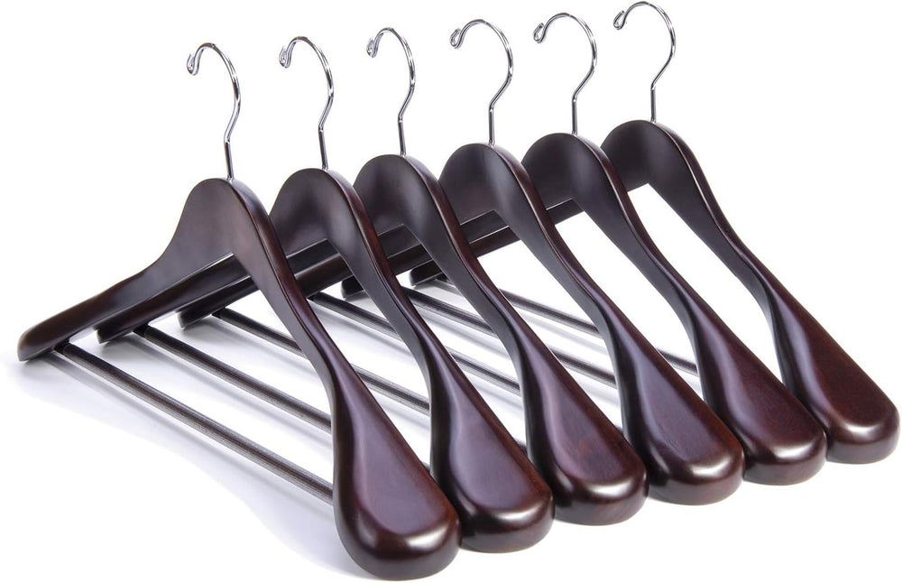 Nature Smile Luxury Mahogany Wooden Suit Hangers - 6 Pack - Wood Coat Hangers...