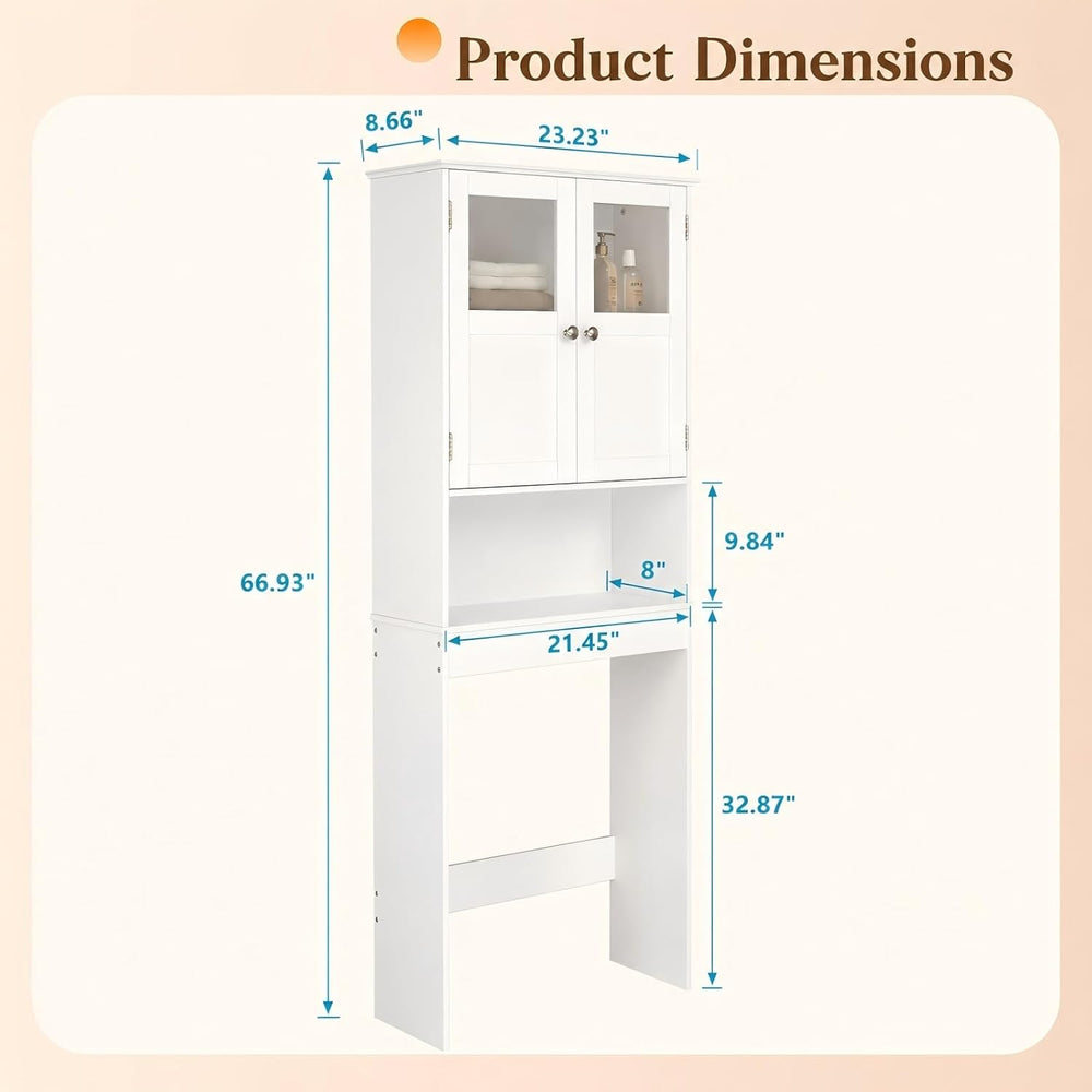 Bonnlo Over the Toilet Storage Cabinet with Adjustable Shelf White Bathroom F...
