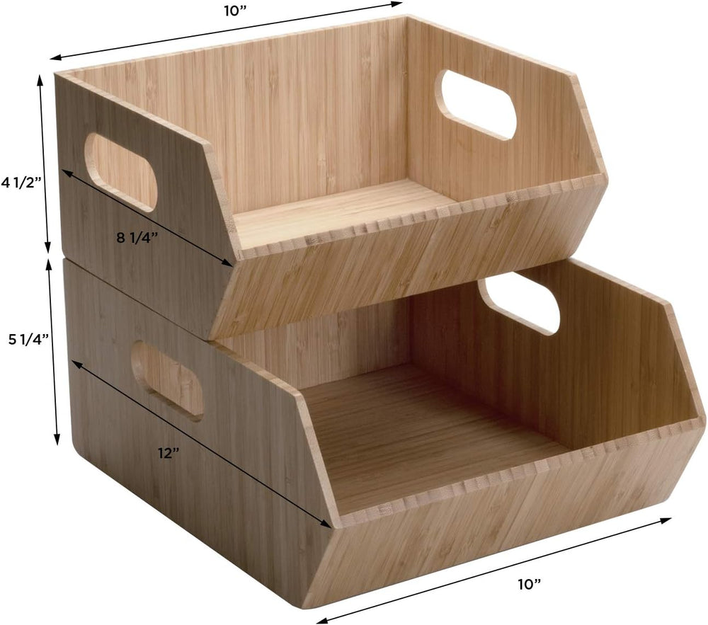 Mobilevision XL Versatile Bamboo Storage Bins for Pantry & Kitchen Cabine...