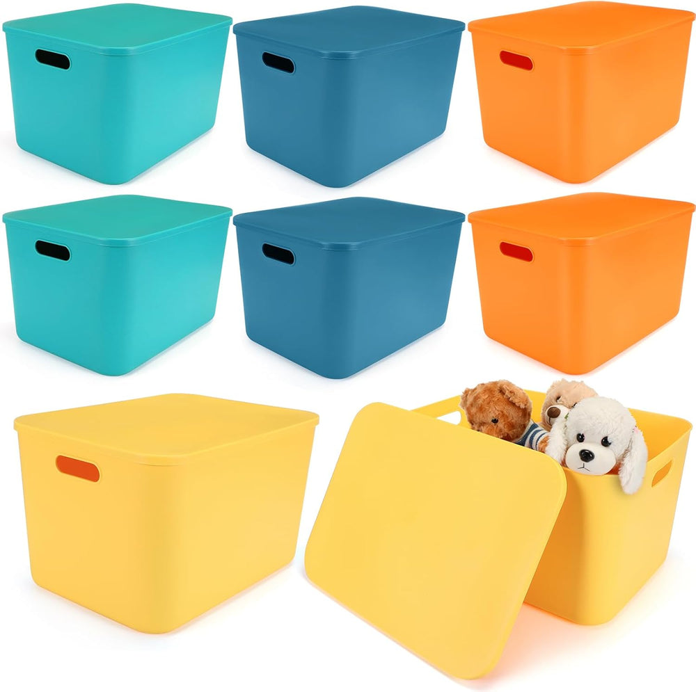 Hoolerry 8 Pieces Storage Bins, 16.1 x 12.0 x 9.7 Inch, Multi-colored