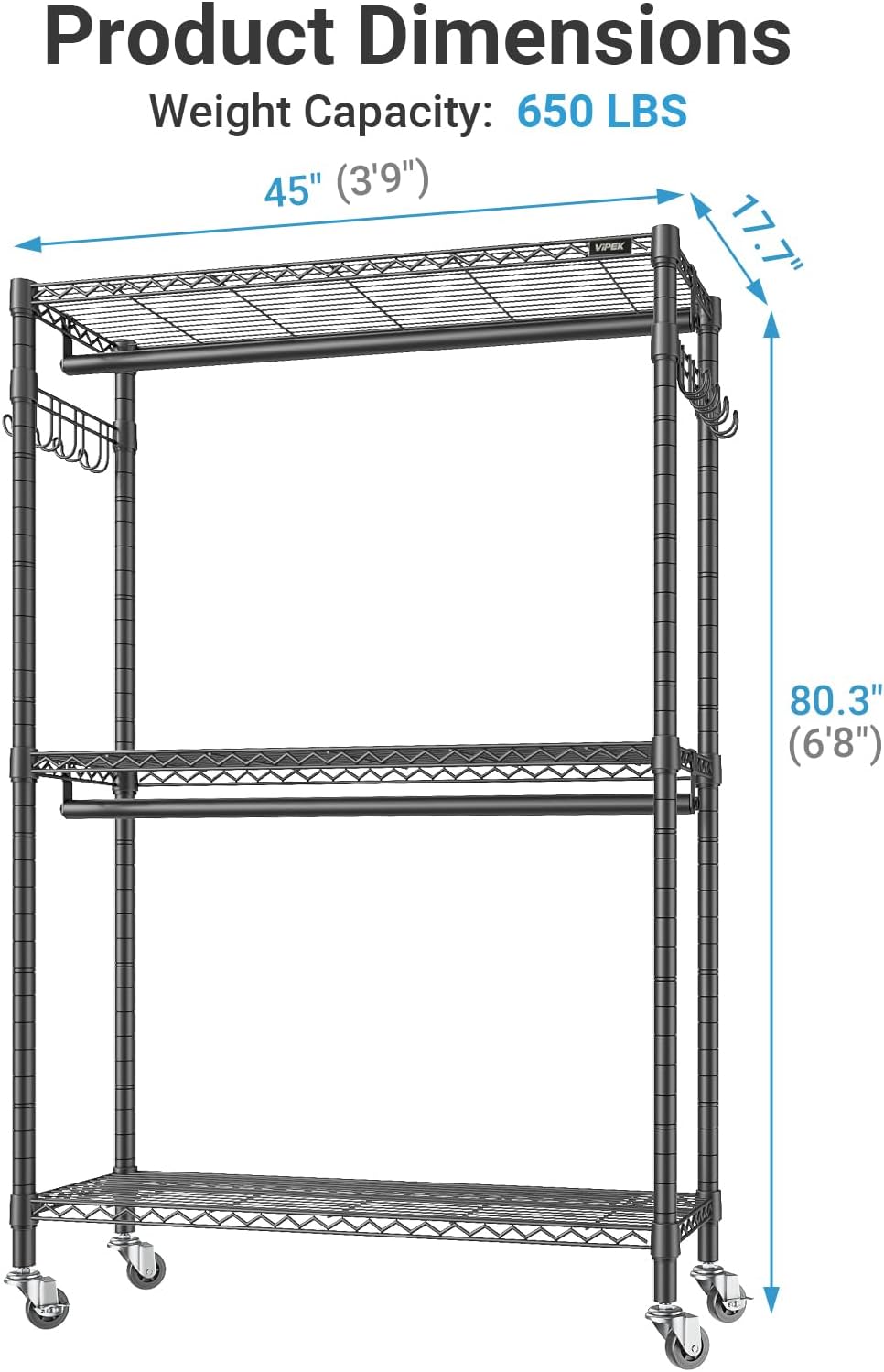 VIPEK R2C Plus Rolling Clothes Rack with Cover Portable Closet Heavy duty