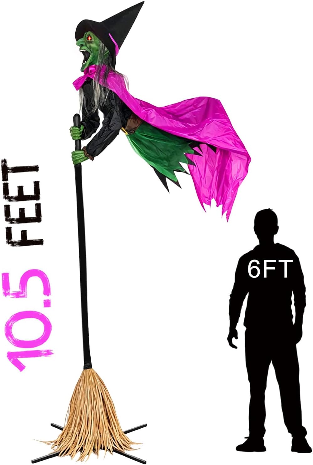 Halloween Decorations Outdoor – 10.5FT Animated Hovering Witch Animatronics w...