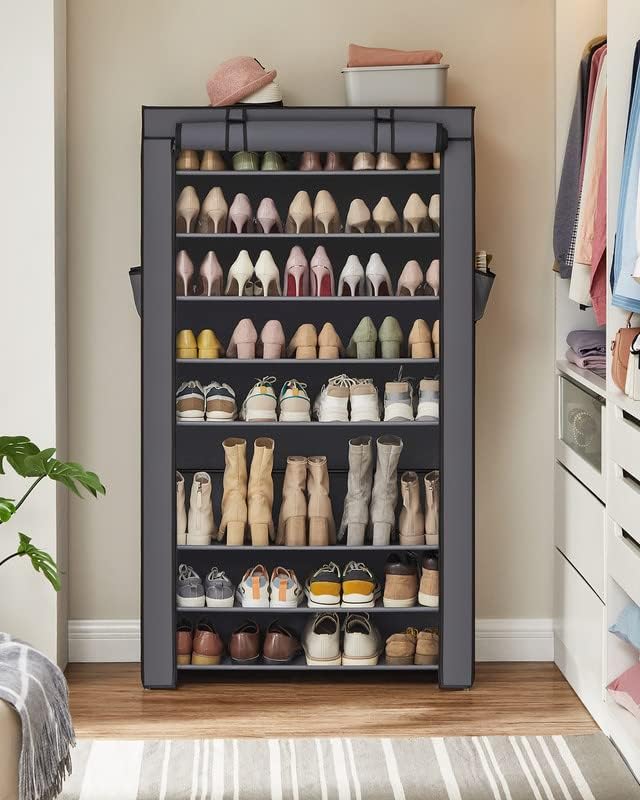 SONGMICS 10-Tier Shoe Rack with Cover, Shoe Storage Cabinet for 40-50 Pairs
