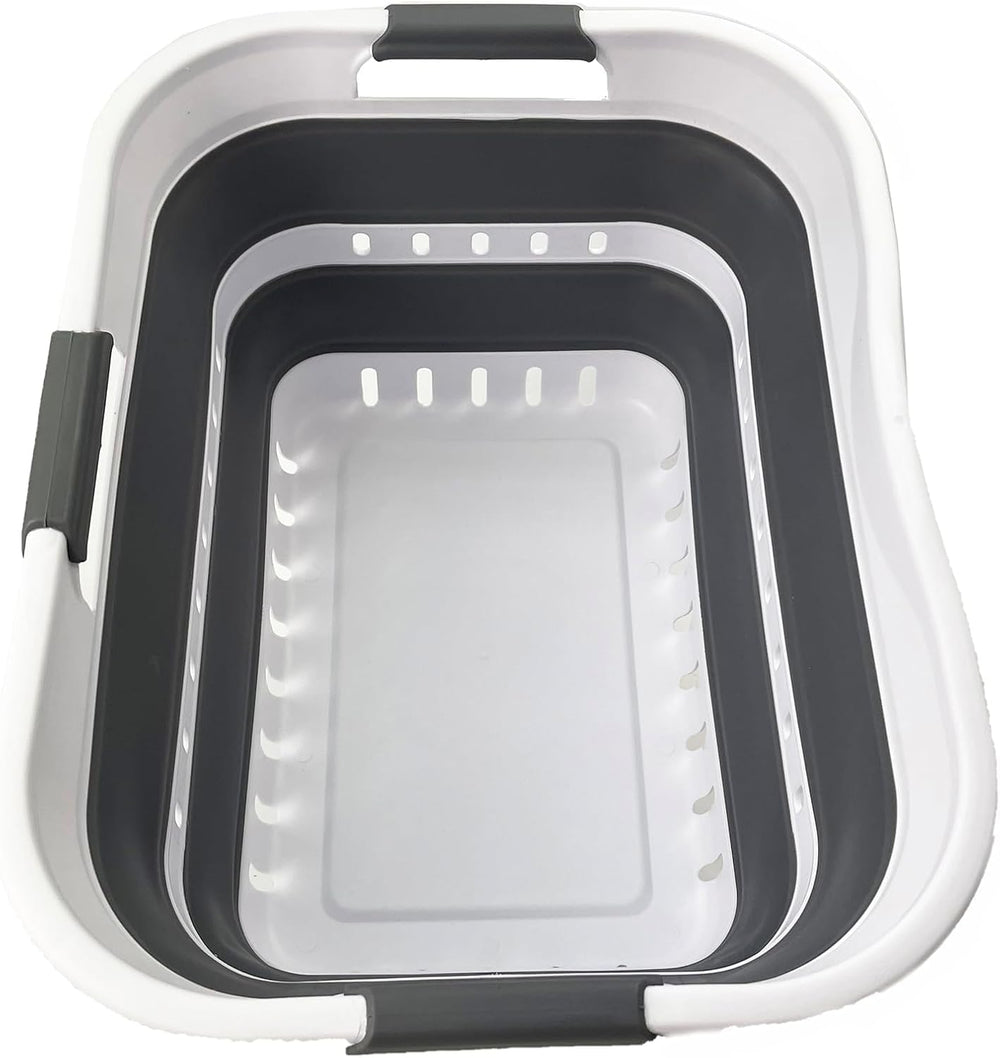 SAMMART Collapsible Plastic Rectangular Laundry Basket - Foldable Pop Up Stor...