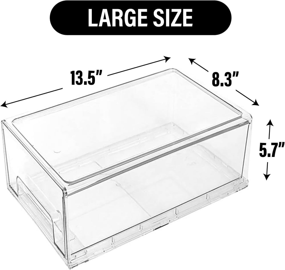 Clear Plastic Stackable Storage Drawers Bins, Perfect for Kitchen Pantry Orga...