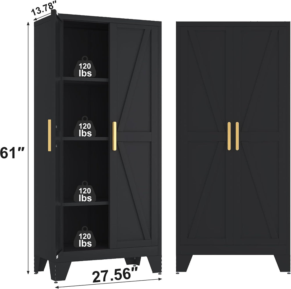 Baborokic 61H Metal Storage Cabinet with 2 Doors and Adjustable Shelves,Farmh...