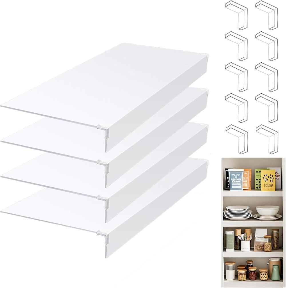 Wire Shelf Cover 16x48 inch, 4Pcs White Shelf Covers for Wire Shelving, 3in T...