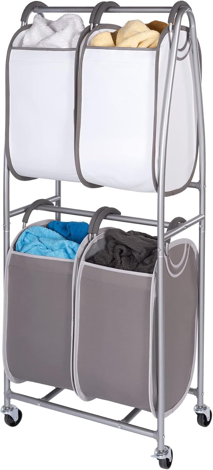 Neatfreak - 2 Tier Vertical Rolling Laundry Cart - Rolling Storage Cart On Wh...