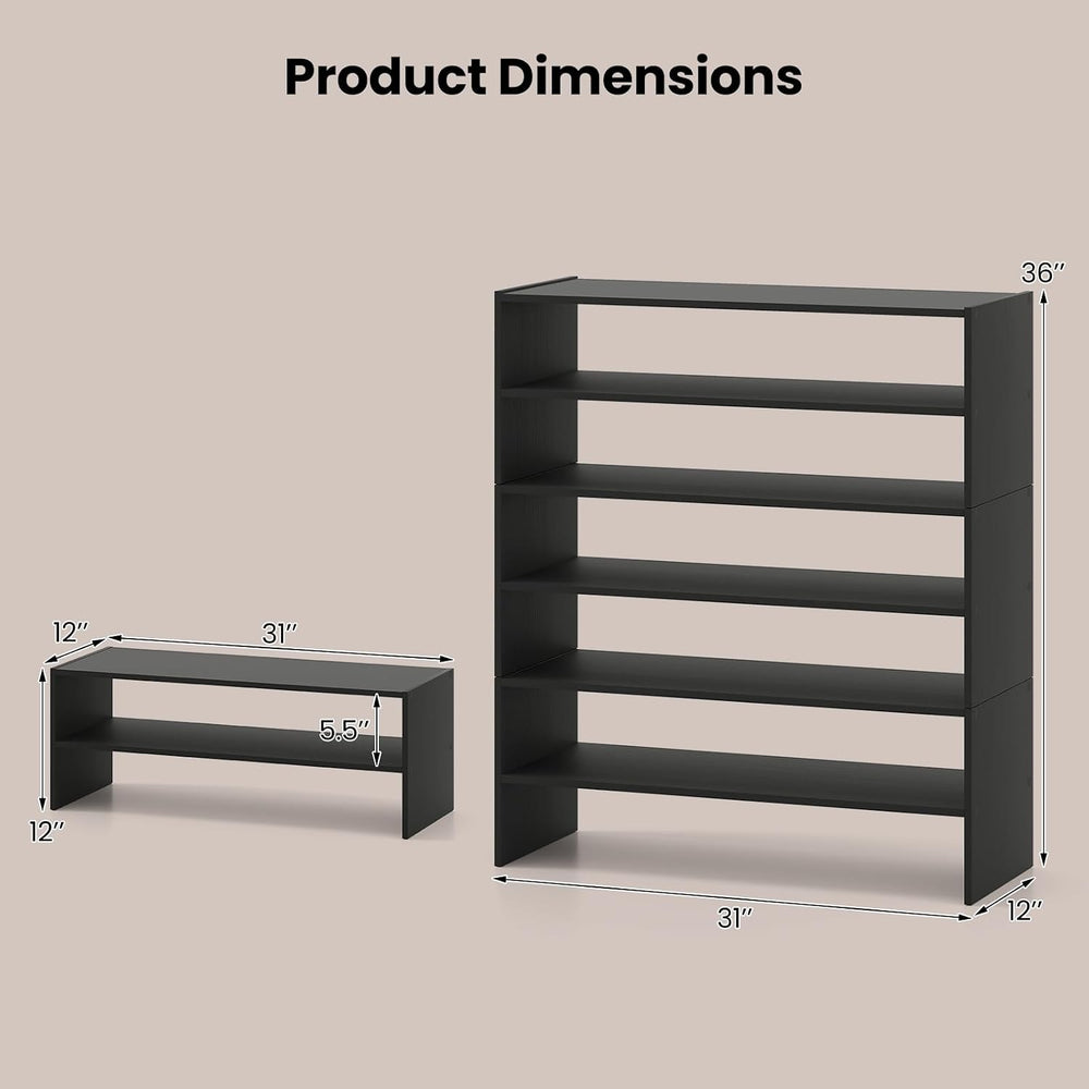 COSTWAY 6-Tier Shoe Rack, Extra Wide Shoe Shelf Organizer