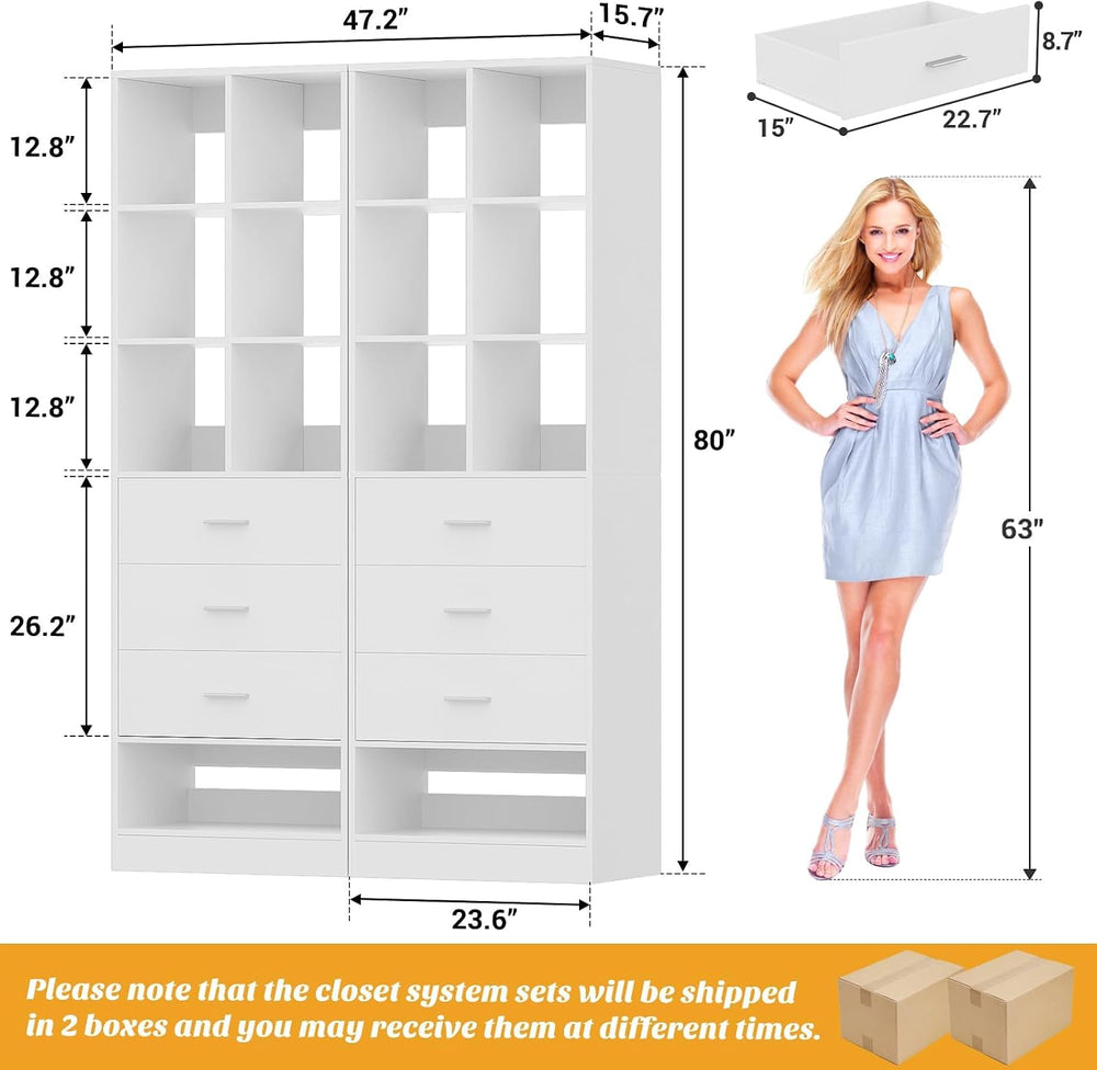 Homieasy Closet System Organizer with Drawers and Partition Storage, 4 FT Fre...