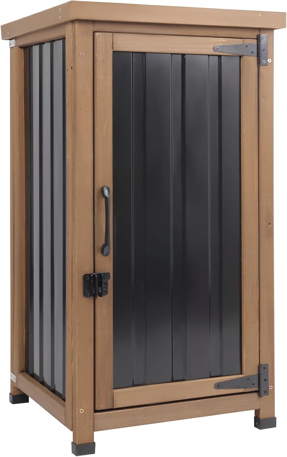PetsCosset Small Outdoor Storage Cabinet Waterproof with Metal Top, Wood &amp...