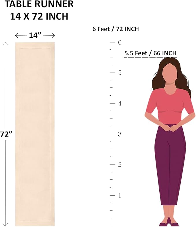Solino Home Cotton Linen Black Table Runner 72 Inches Long - Hemstitch Table ...