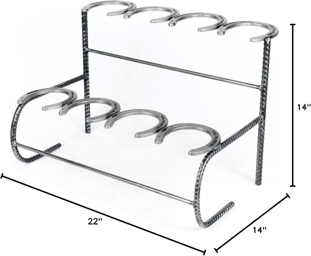 Rustic Double Decker Horseshoe Boot Rack - 4 pairs