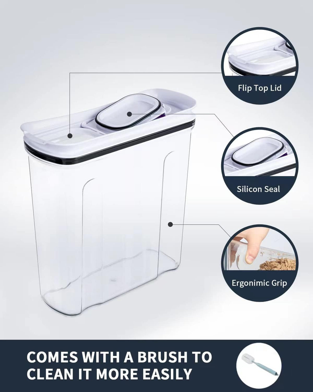 Cereal Containers Storage Set, Airtight Food Storage Container with Lid 4L/13...