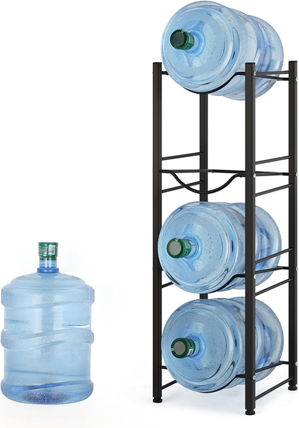 smusei 5 Gallon Water Bottle Holder 4 Tier Water Cooler Jug Stand Storage wit...