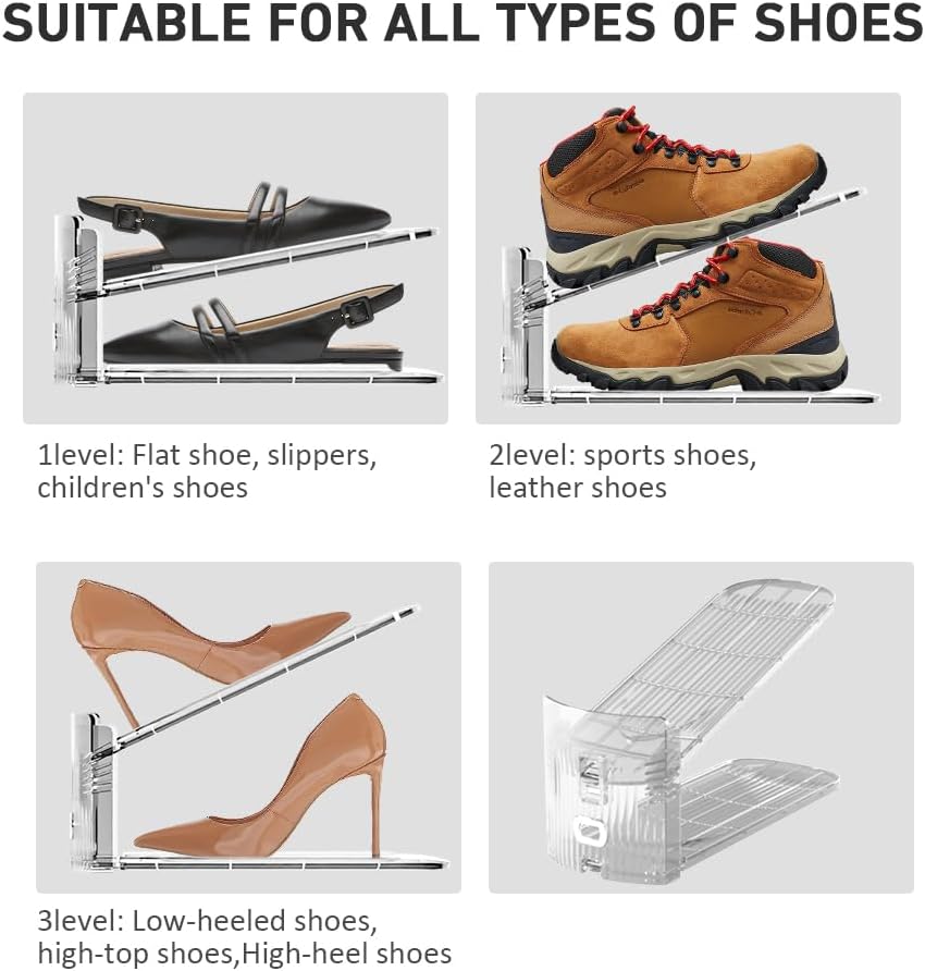 NVGSN 24Pack Clear Shoe Slot Organizer,Shoe Stacker,Storage Space Saver 50%
