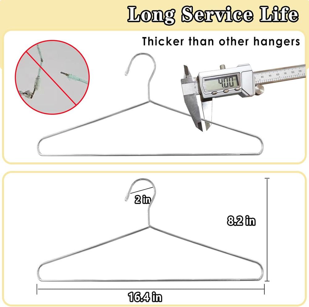 50 Pack Metal Coat Hangers Clothing Hangers Heavy Duty, Stainless Steel for C...