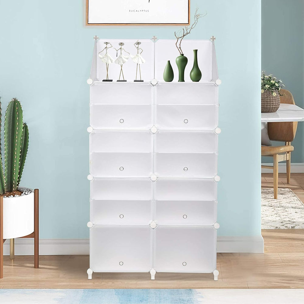 VINGLI Shoe Rack Cube Storage Organizer Shelf Stackable Shoe Tower 7-Tier DIY...
