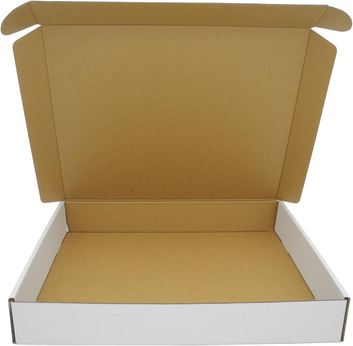 13x11x2 Shipping Box, 50 Pack Corrugated Cardboard Boxes Mailers for Business Packaging Mailing White Lightweight Flat Cute Literature Box