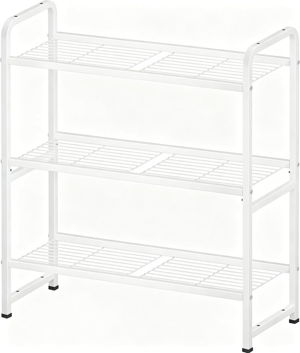3 Tier Simple Shelf Organizer for Indoor Outdoor, Waterproof Heavy Duty Steel...