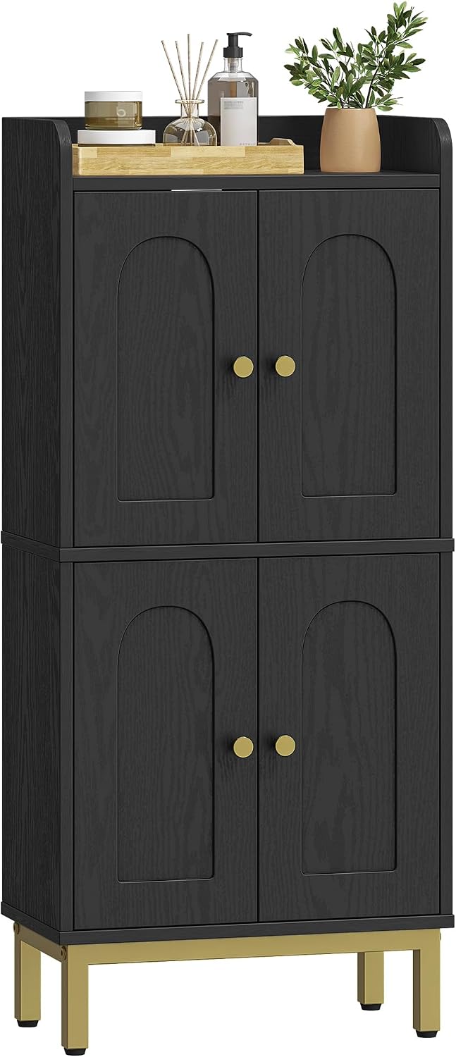 Hzuaneri Bathroom Storage Cabinet, Small Floor Cabinet with 4 Door