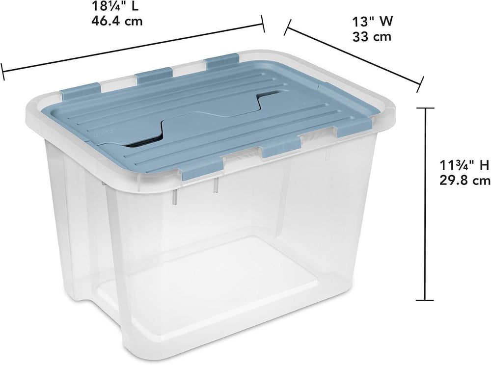 Sterilite Hinged Lid Storage Box, Plastic Container, 30 Quart, 6-Pack