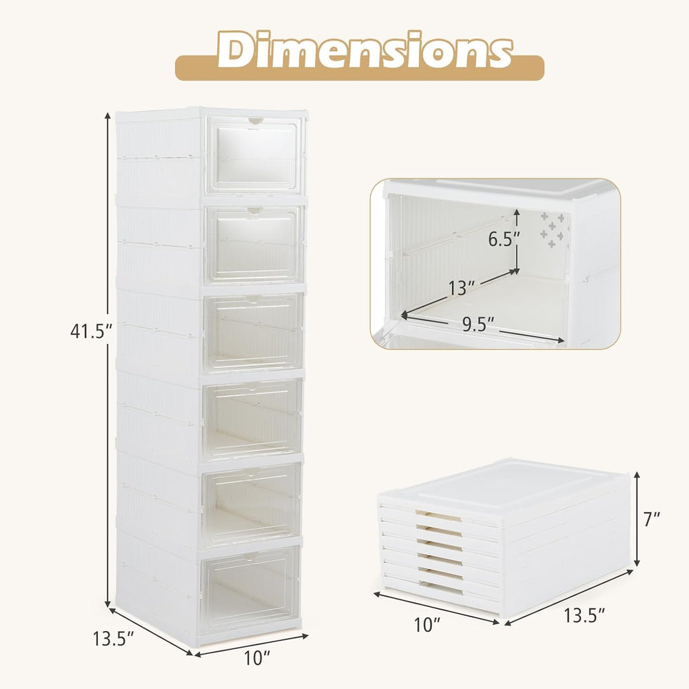 GIANTEX 6 Tier Foldable Shoe Storage Box, Fits 12 Pairs, No-Assembly