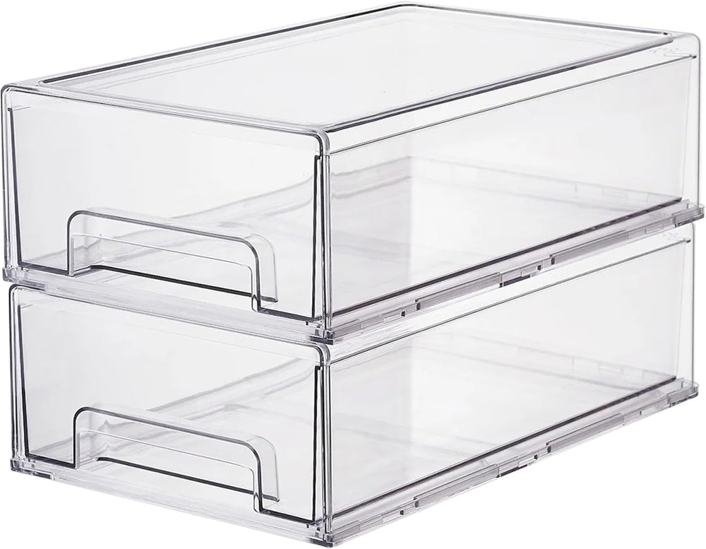 Clear Plastic Storage Drawer Organizer Bins, Perfect for Kitchen Organization...