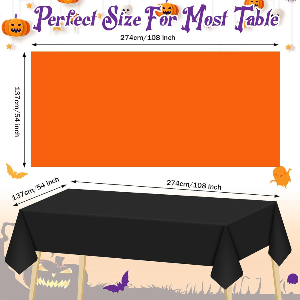 Patelai 24 Pcs Halloween Plastic Tablecloth, Black Orange Purple