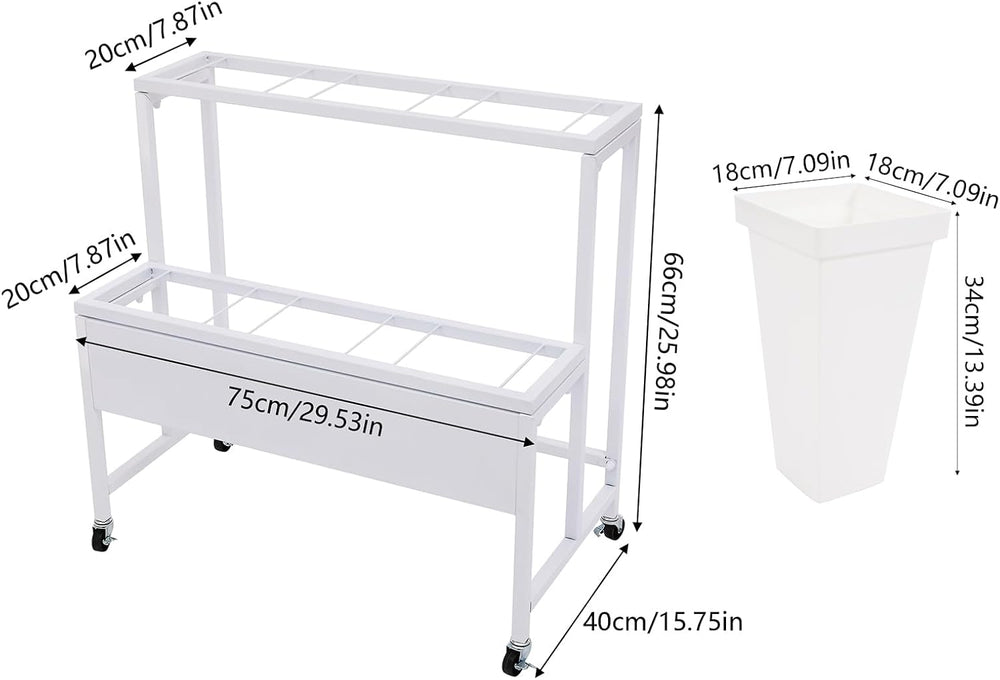 2-Layers Flower Display Stand Metal Flower Display Stand With 6 Pcs Buckets R...