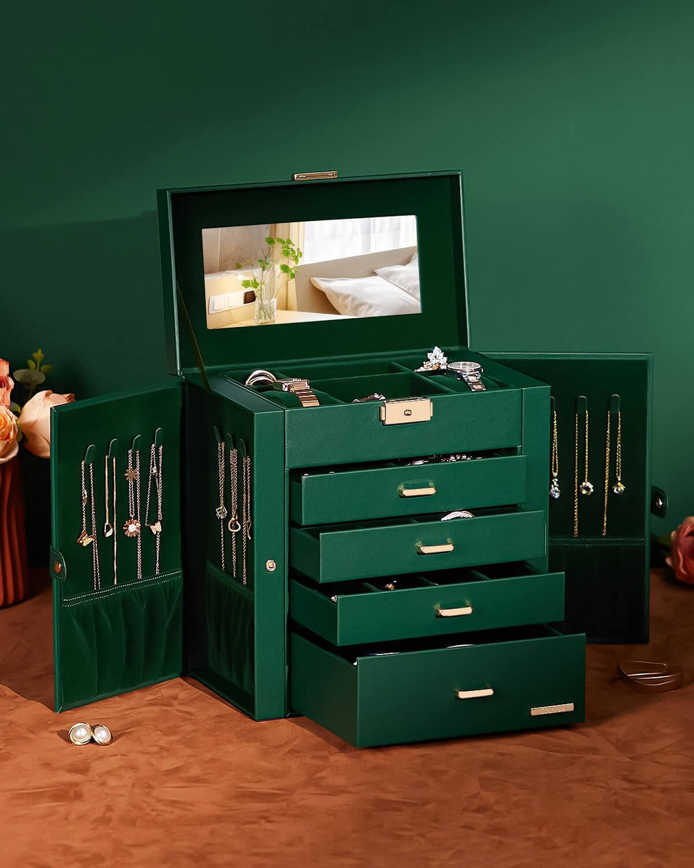 Homde Large Jewelry Box for Women: 5-Layer Organizer with Lock for Dresser