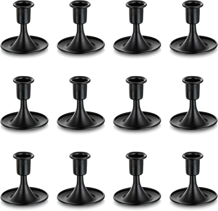 Black Candlestick Candle Holders for Taper ：12 PCS Romadedi Candle Stick Holder Set Vintage Table Centerpiece Halloween Decoration Wedding Christmas Fireplace Mantel Home Deocr