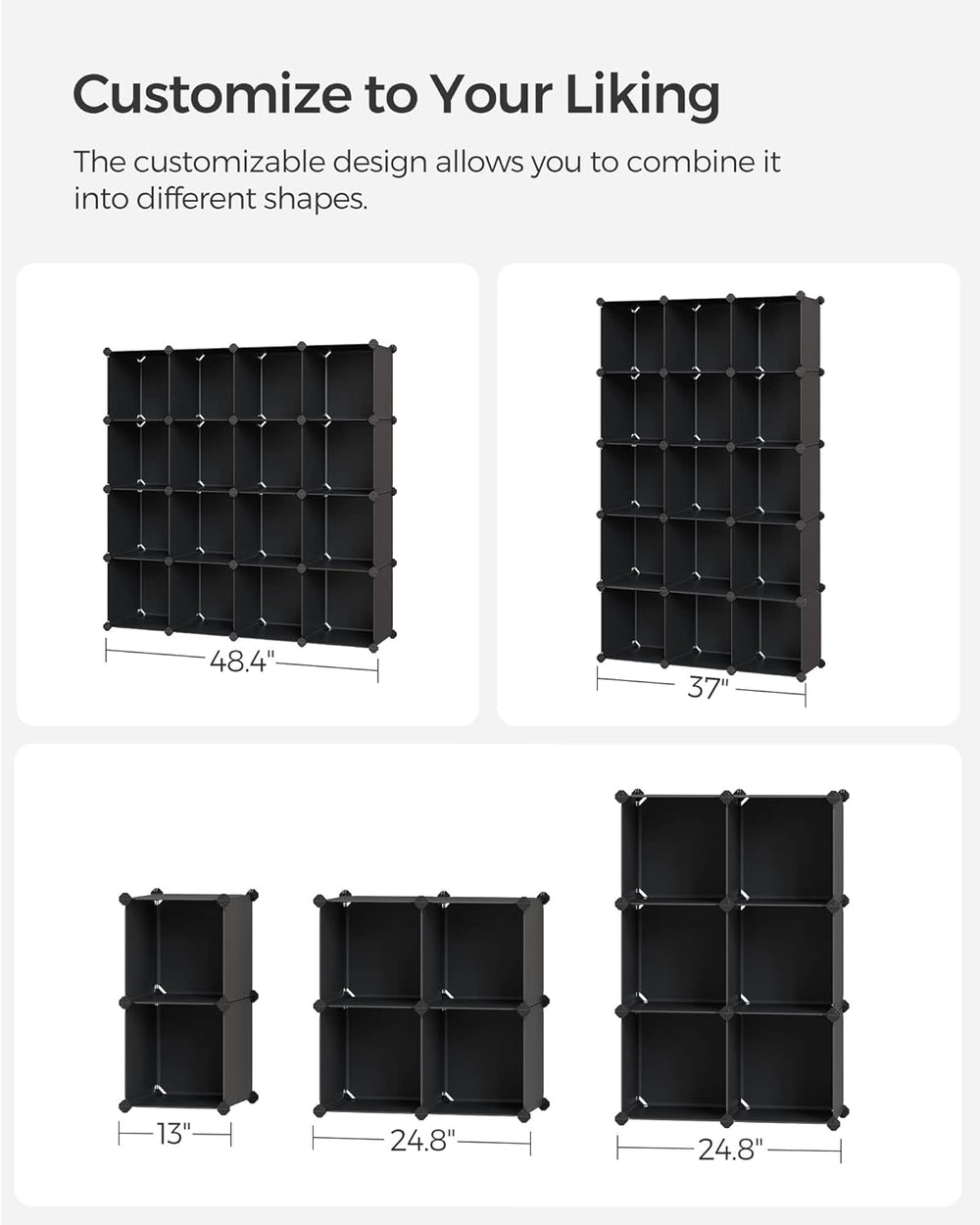 SONGMICS 16 Cube Storage Organizer，Plastic stackable cube shelf