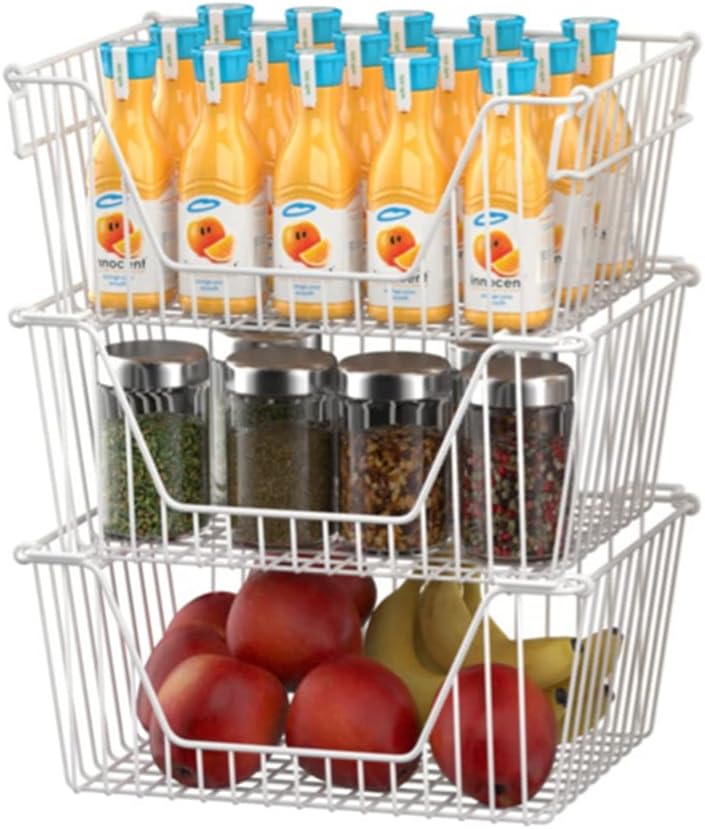 Slideep 14" Large Bin Baskets Stacking Baskets Sturdy Metal Wire Storage...