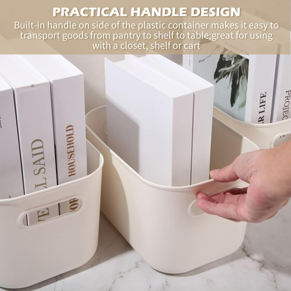 Zopeal Plastic Storage Bins 10 Pcs White Pantry Organizer Bins Small Baskets ...